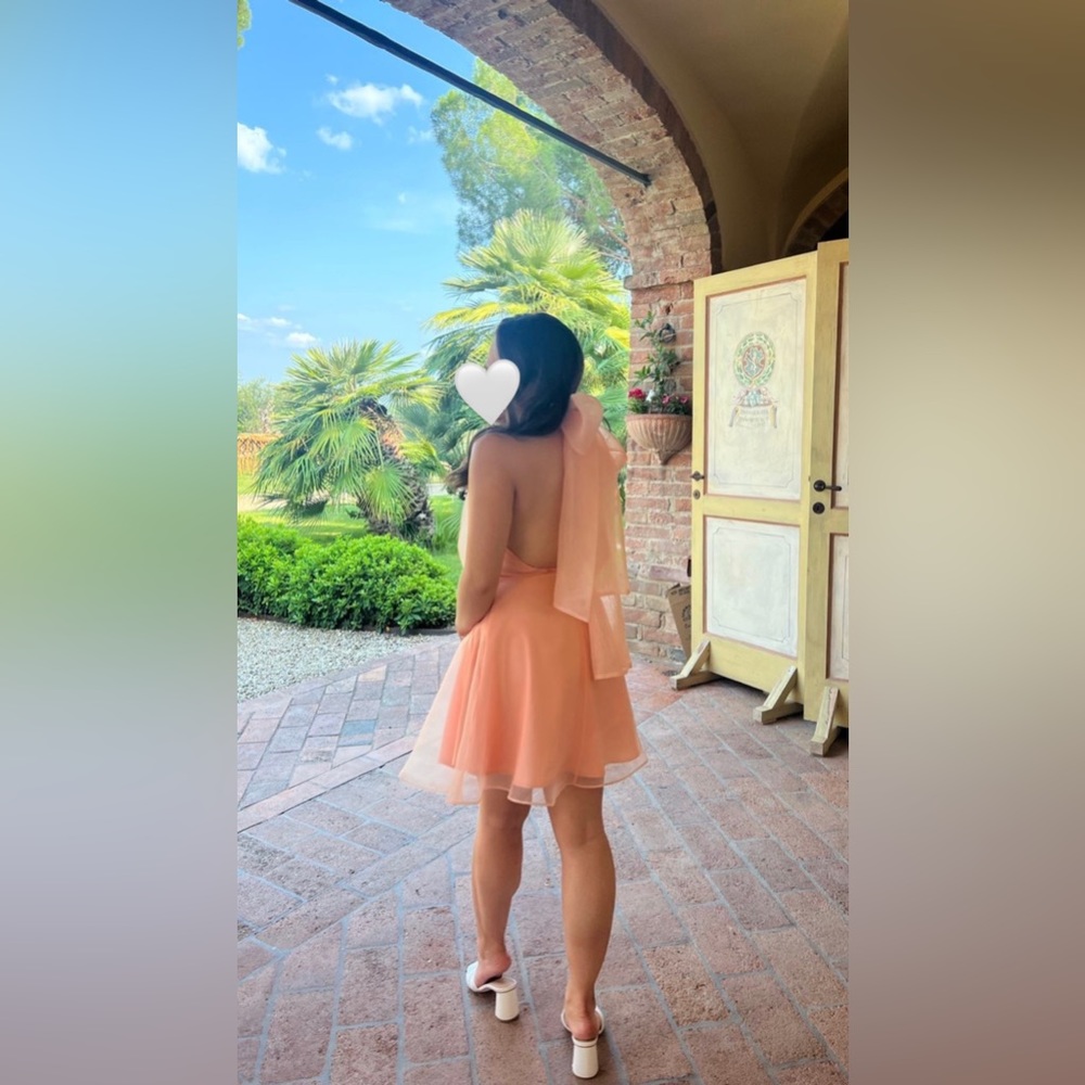 Peach cocktail dress (gorgeous open back)